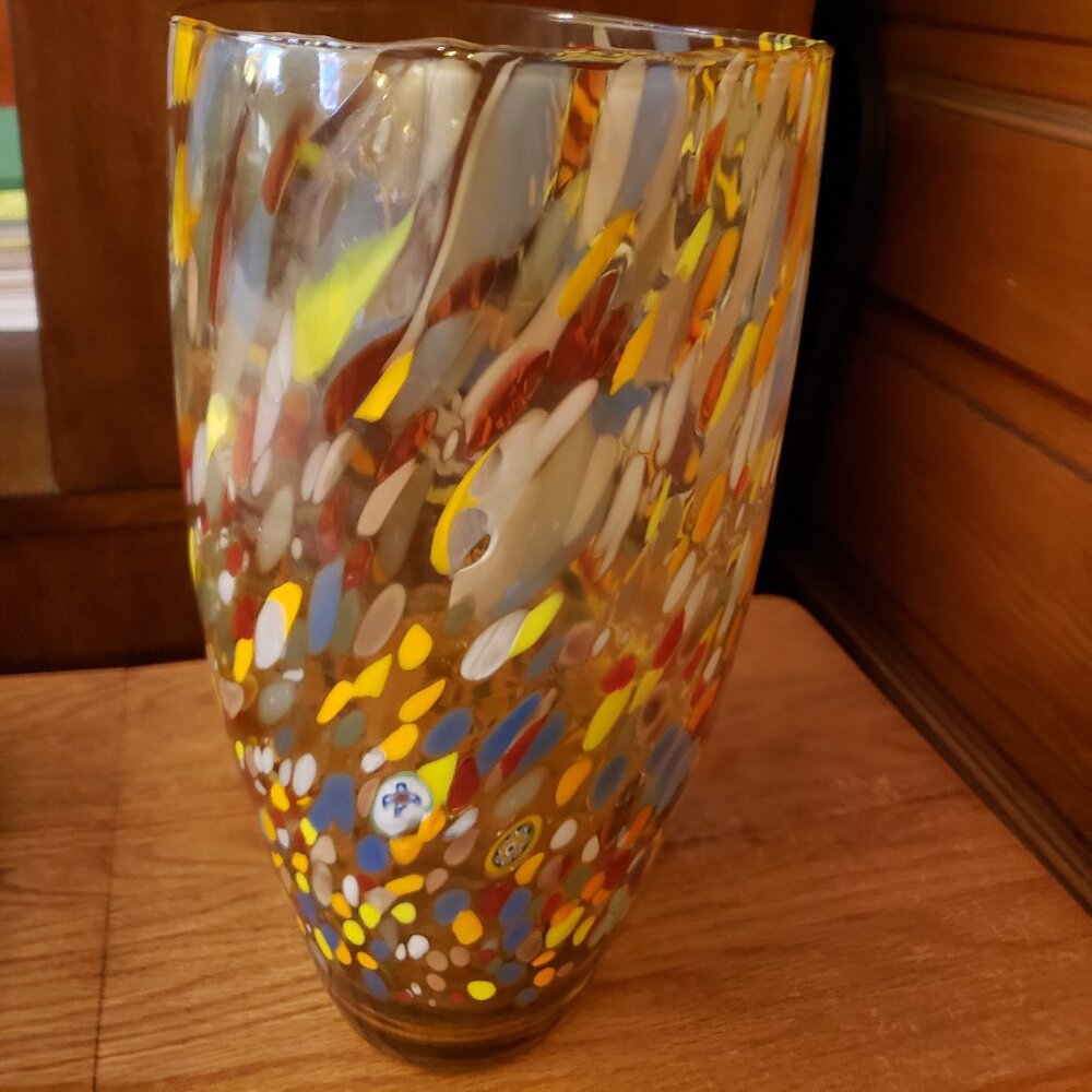 Murano Style Handblown Glass Confetti Vase